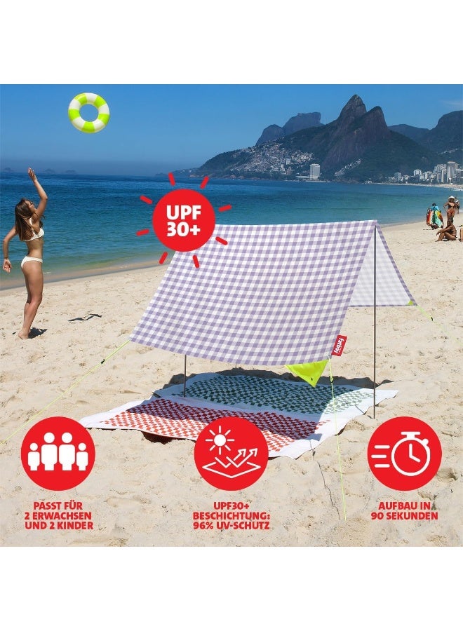 Fatboy Miasun Beach Tent |3 m² of shade | Fits 2 adults and 2 kids | cotton fabric with aluminum poles and ground pegs | Lightweight and compact | 330x190x140 cm - Vichy - Image 2